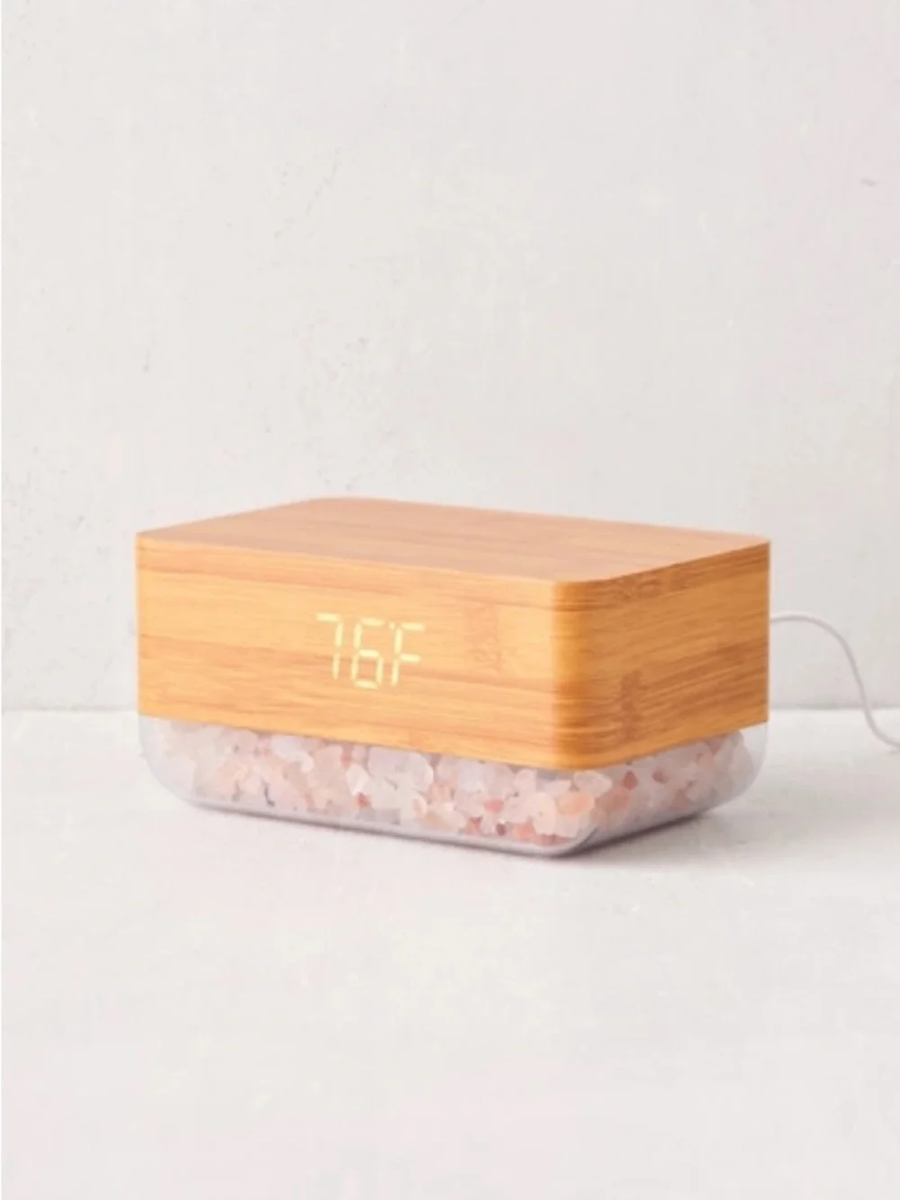 Bamboo Finish Salt Diffuser with LED Clock Display